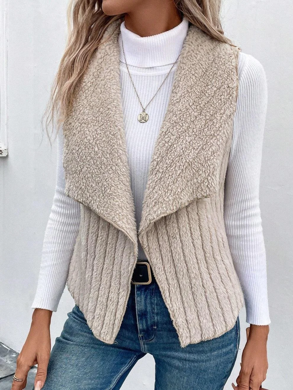 Damen Unifarben Vlies Weit Tanktop