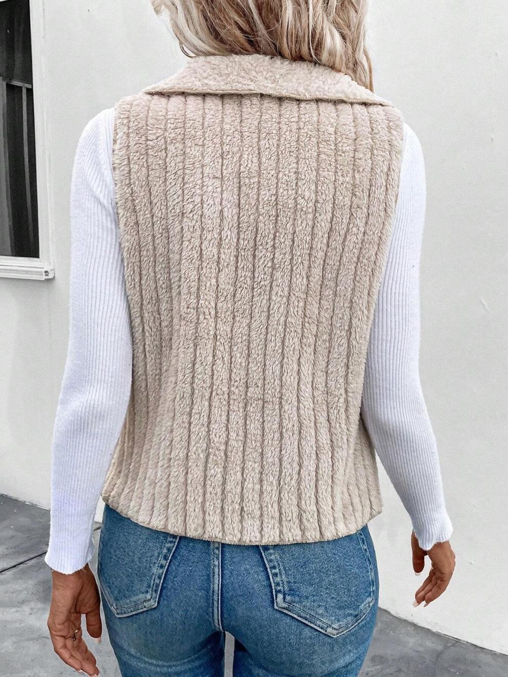 Damen Unifarben Vlies Weit Tanktop