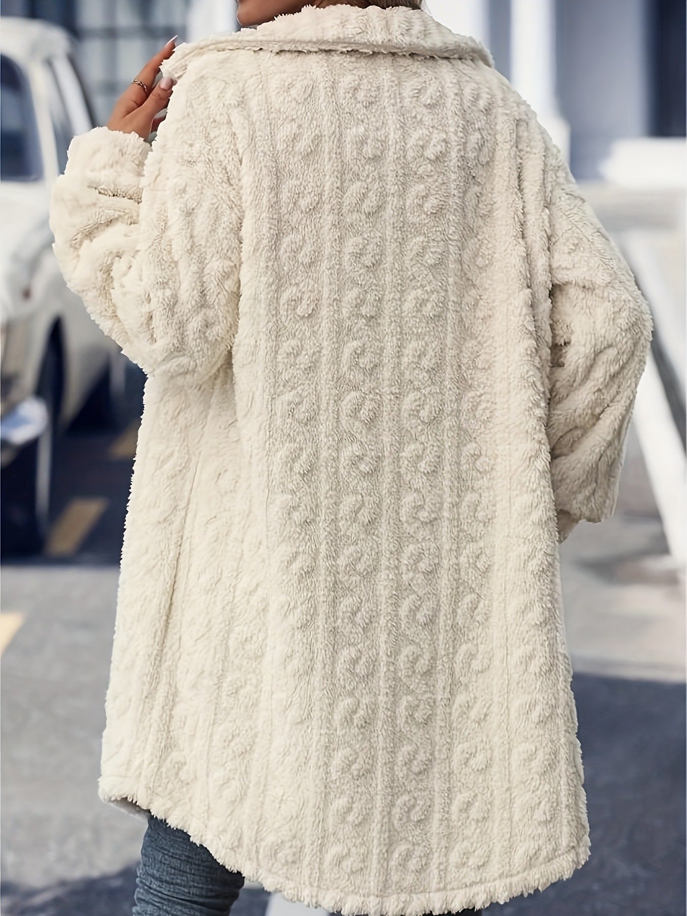 Damen Unifarben Regelmäßig Weit Jacke