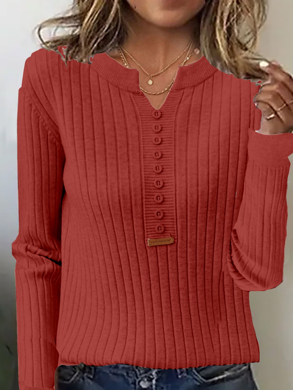 Damen Garn/Wollgarn Unifarben Langarm Bequem Lässig Schnalle Pullover