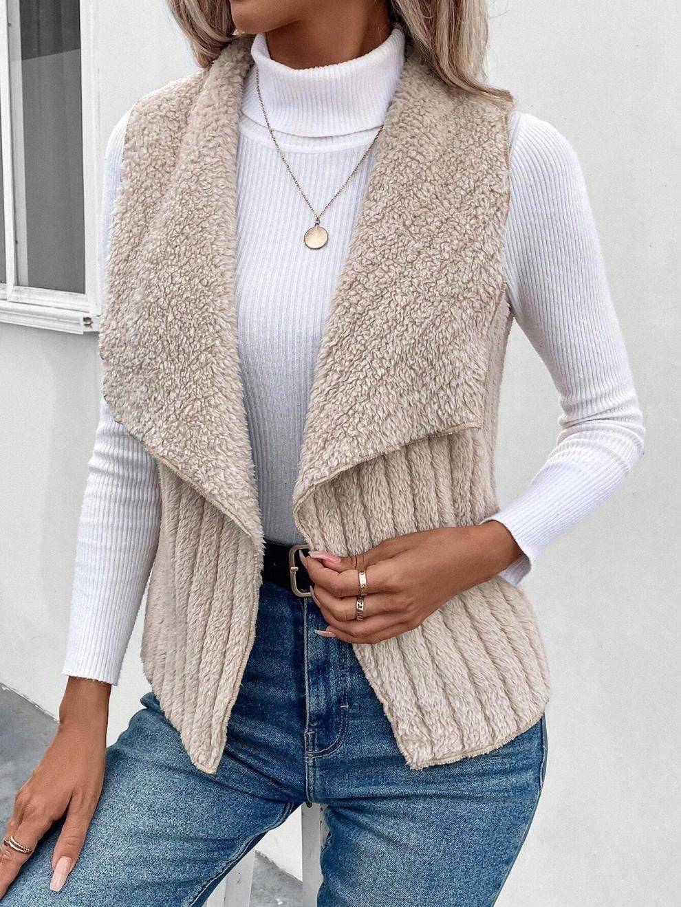 Damen Unifarben Vlies Weit Tanktop