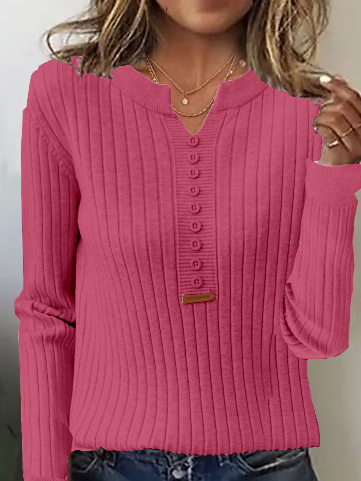 Damen Garn/Wollgarn Unifarben Langarm Bequem Lässig Schnalle Pullover
