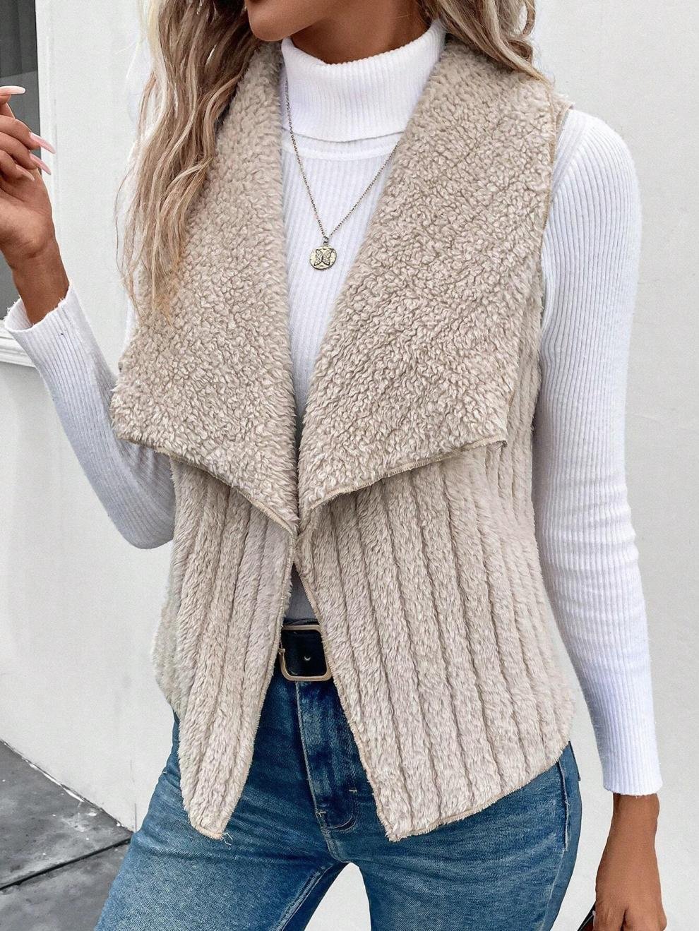 Damen Unifarben Vlies Weit Tanktop