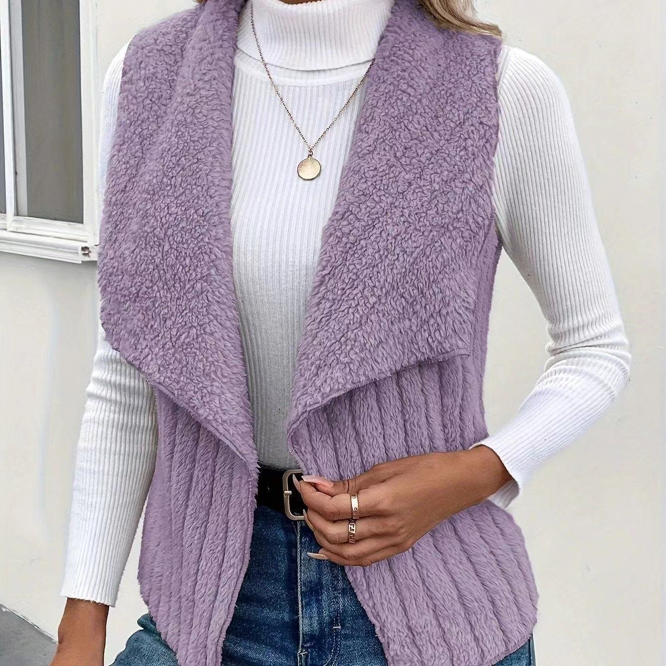 Damen Unifarben Vlies Weit Tanktop