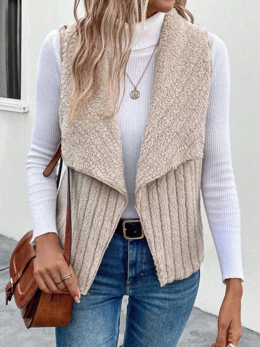Damen Unifarben Vlies Weit Tanktop