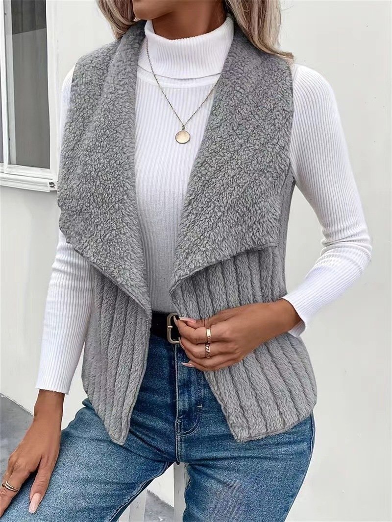 Damen Unifarben Vlies Weit Tanktop
