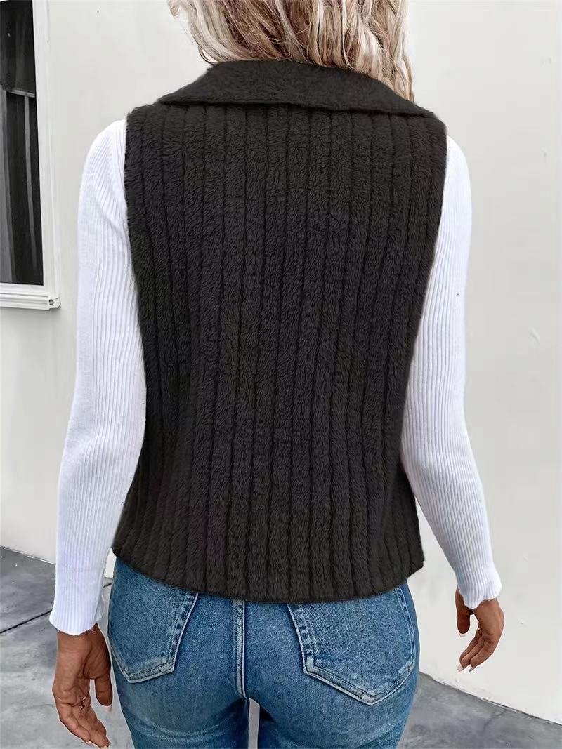 Damen Unifarben Vlies Weit Tanktop