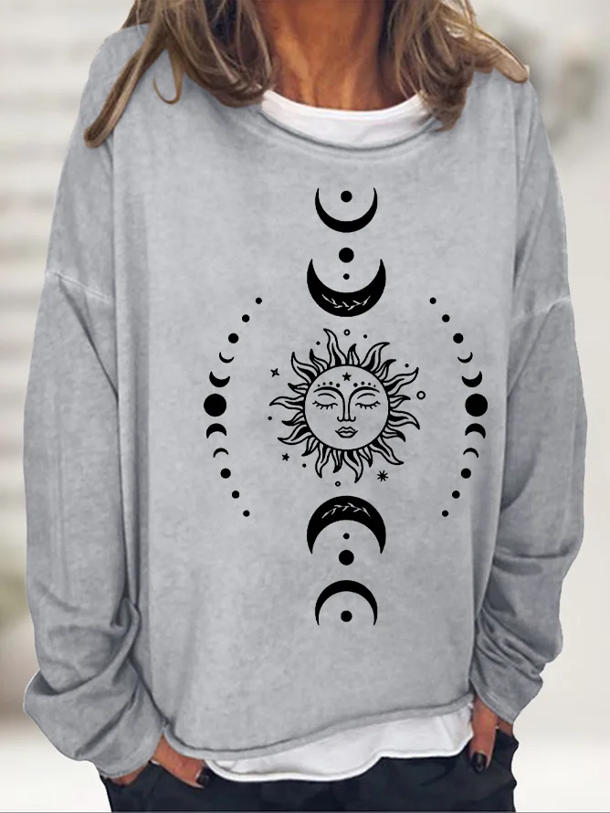 Retro Rundhals Sonne Sweatshirt