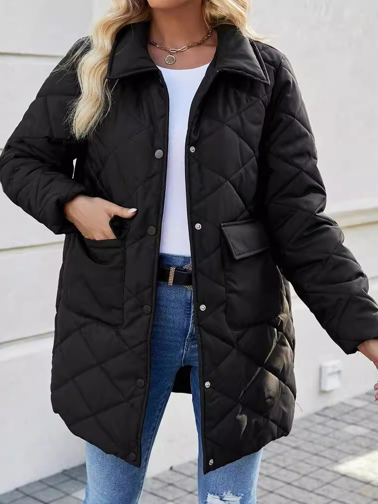 Damen Unifarben verdicken Weit Gepolstert Jacke