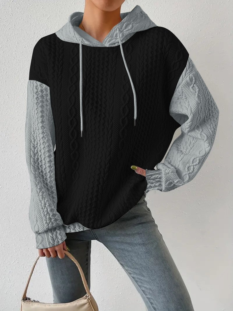 Lässig Kapuze Farbblock Sweatshirt