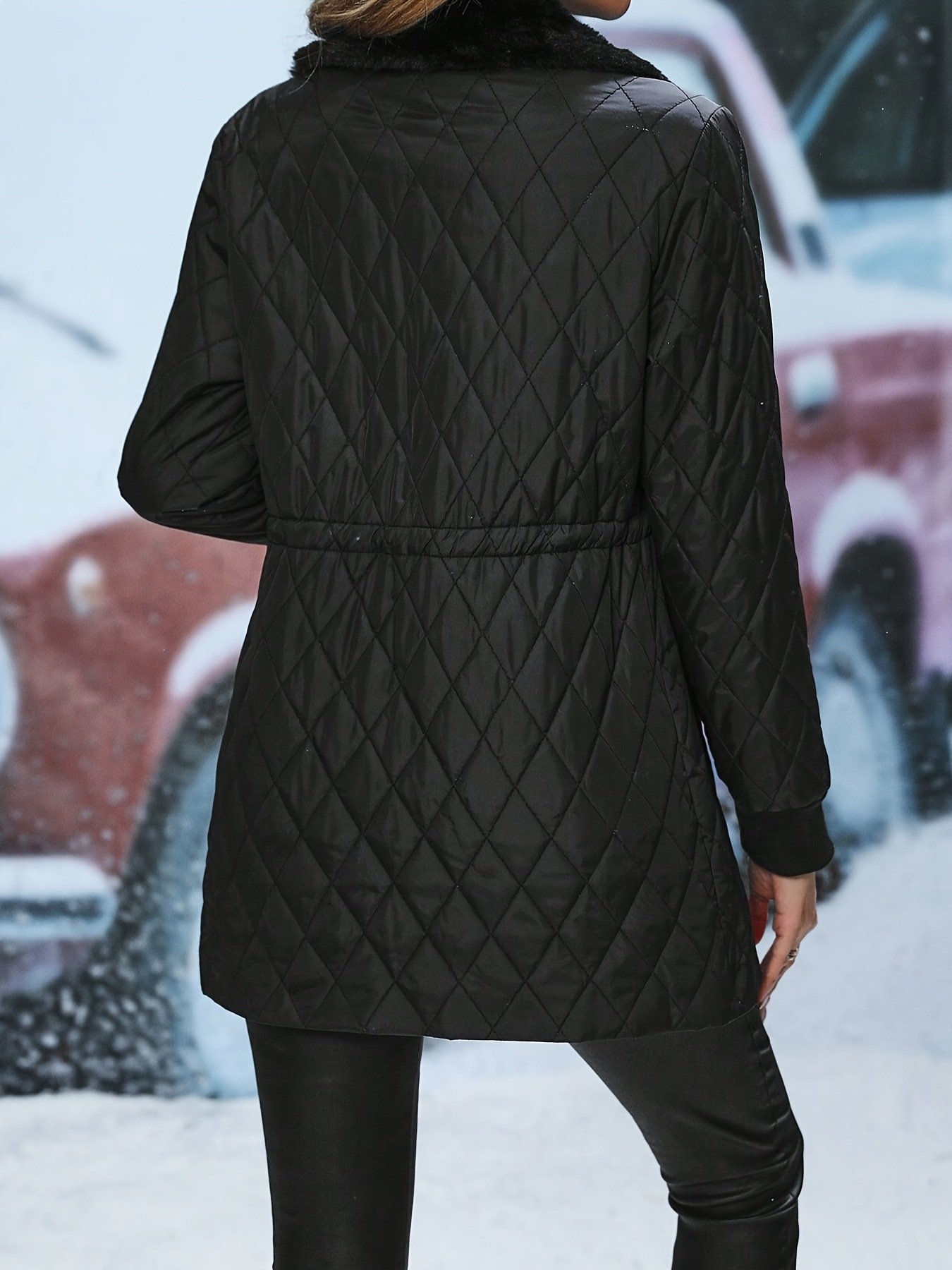Damen Unifarben verdicken Weit Gepolstert Jacke