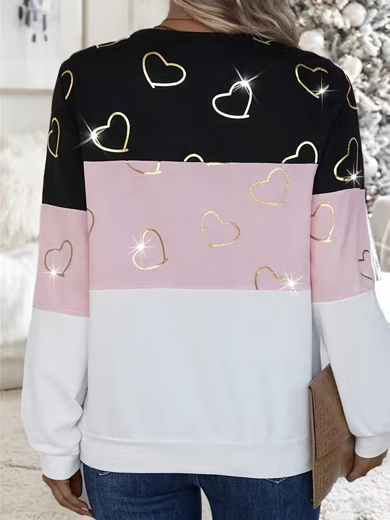 Lässig Rundhals Farbblock Sweatshirt Reißverschluss