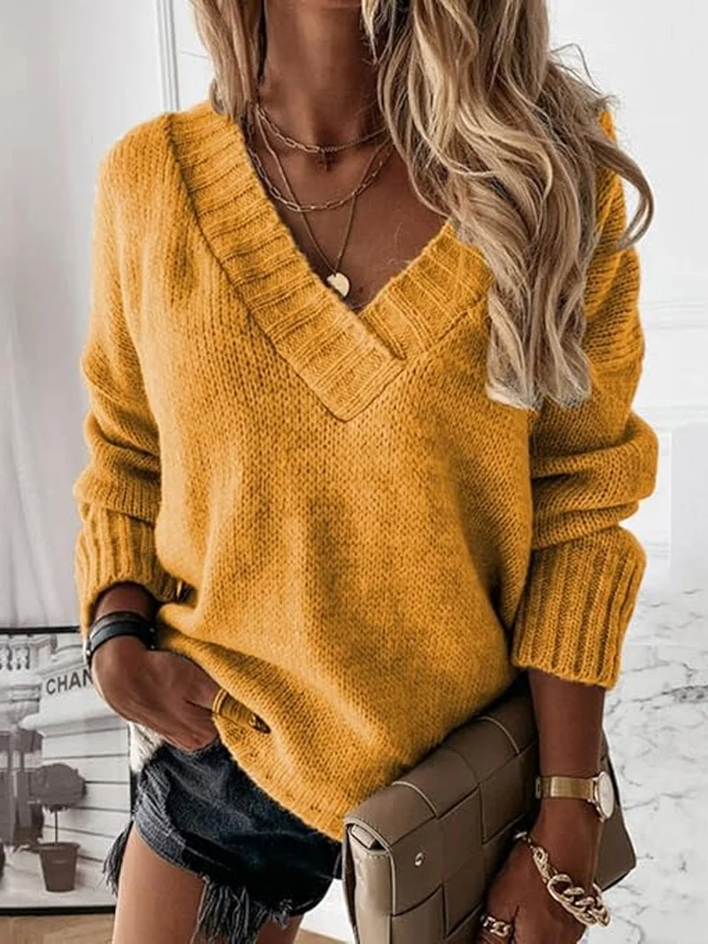 Damen Garn/Wollgarn Unifarben Langarm Bequem Lässig Pullover