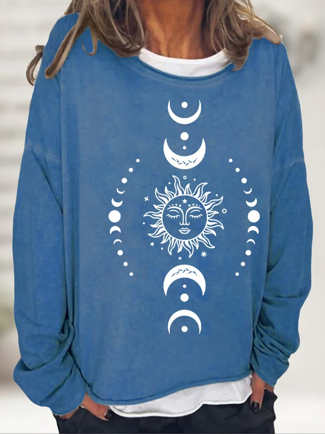 Retro Rundhals Sonne Sweatshirt