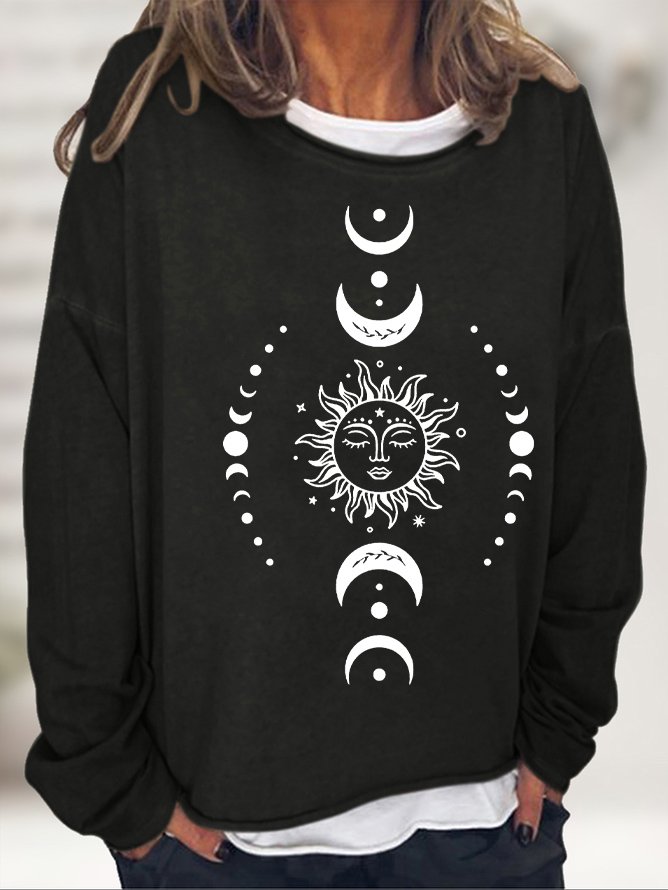 Retro Rundhals Sonne Sweatshirt