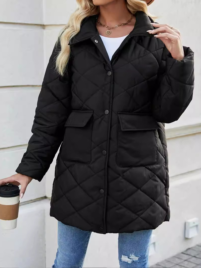 Damen Unifarben verdicken Weit Gepolstert Jacke