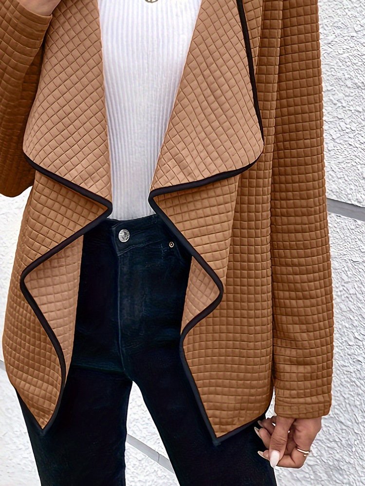 Damen Unifarben Vlies Weit Jacke