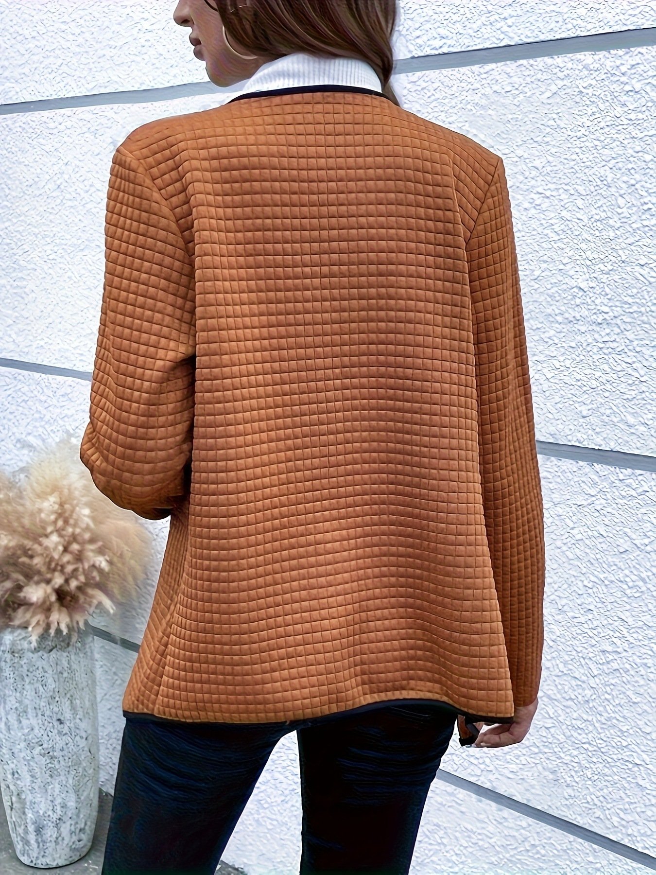 Damen Unifarben Vlies Weit Jacke