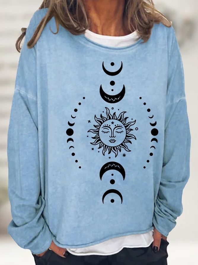 Retro Rundhals Sonne Sweatshirt