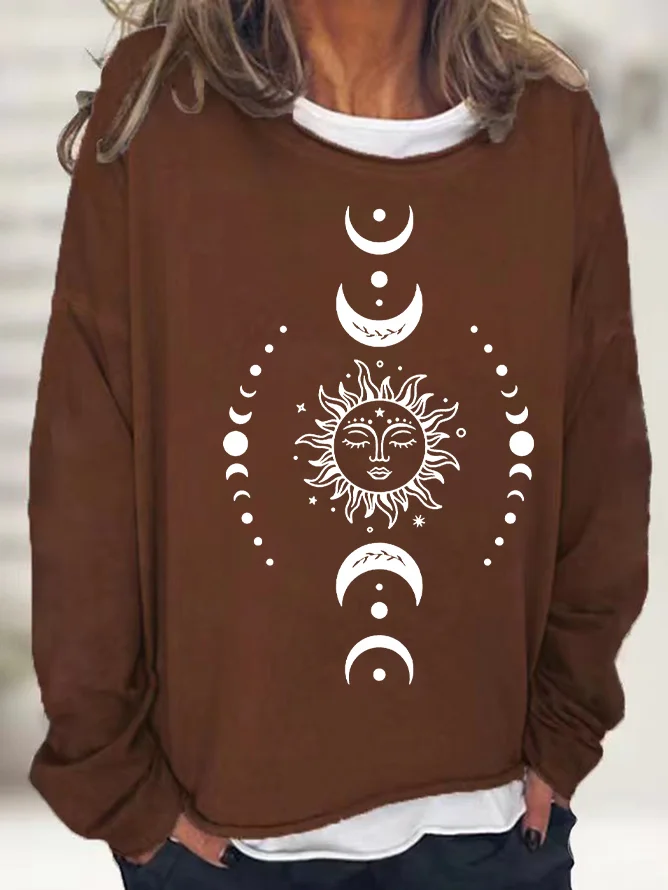 Retro Rundhals Sonne Sweatshirt