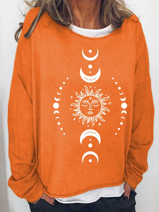 Retro Rundhals Sonne Sweatshirt