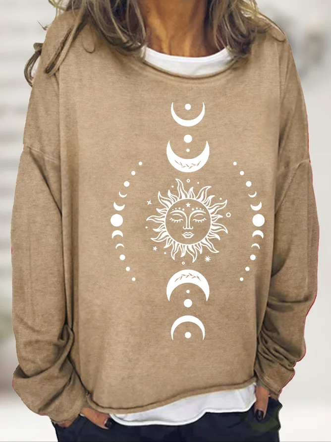 Retro Rundhals Sonne Sweatshirt