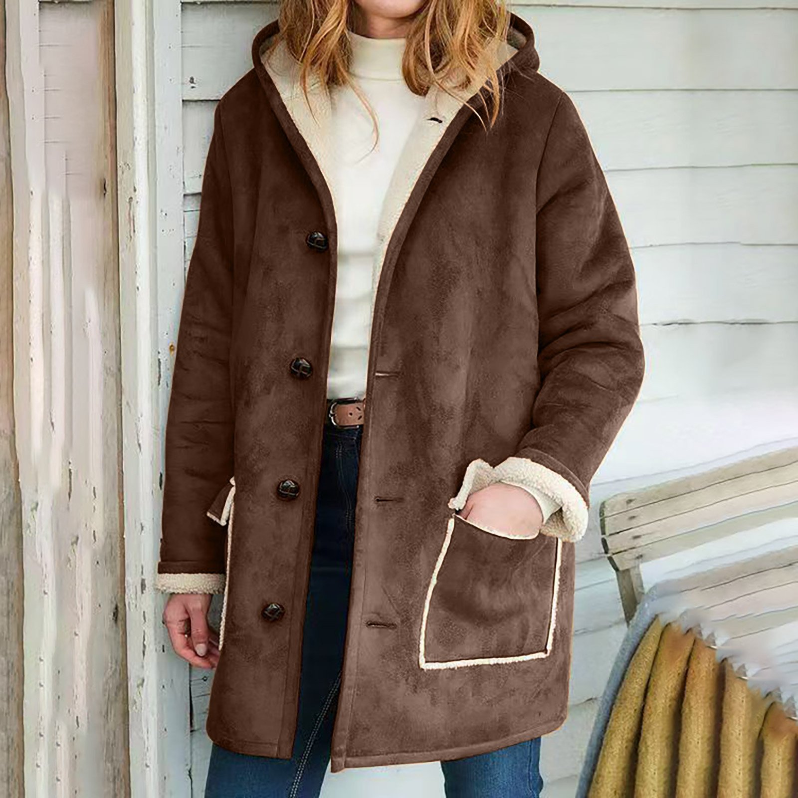 Damen Unifarben Regelmäßig Weit Jacke