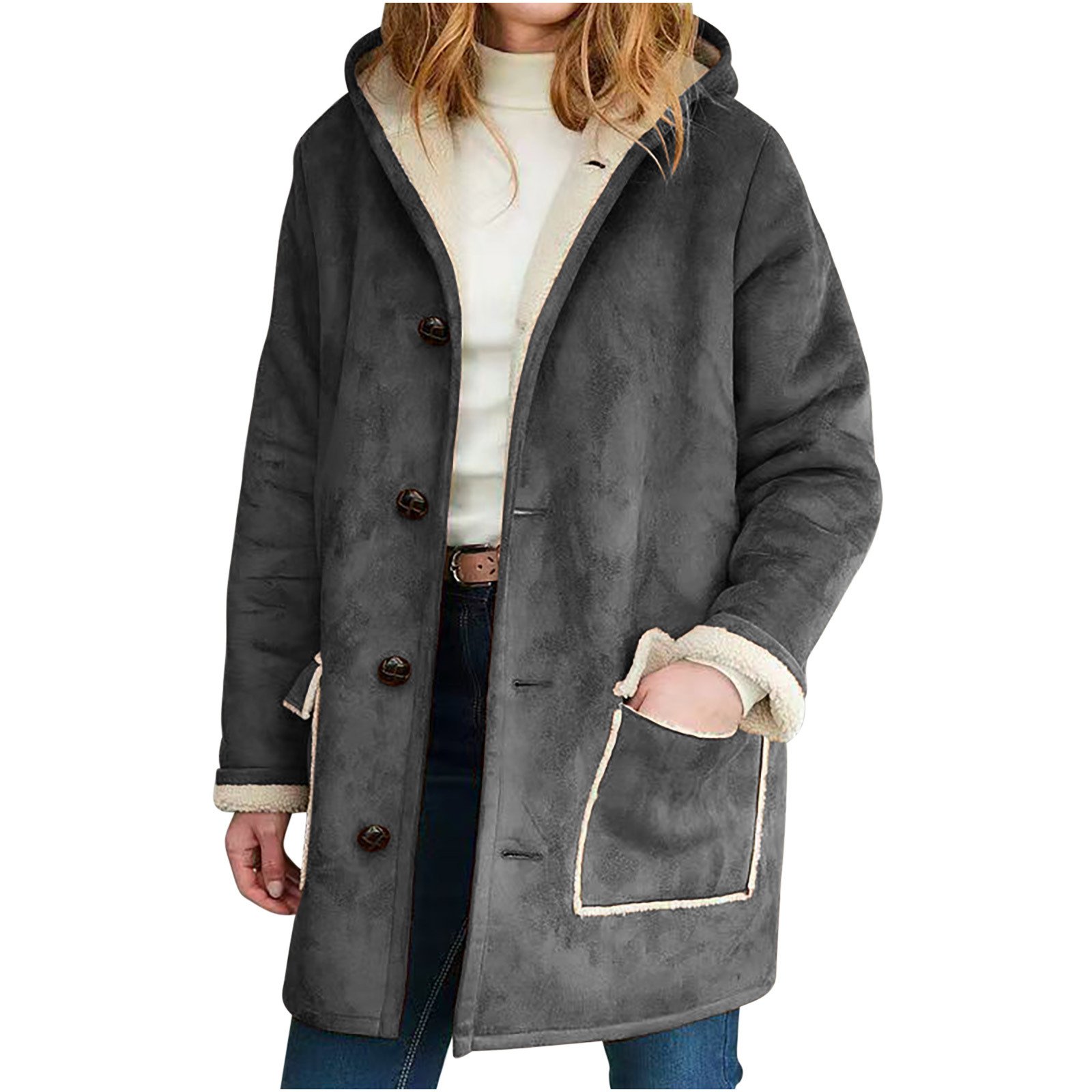 Damen Unifarben Regelmäßig Weit Jacke