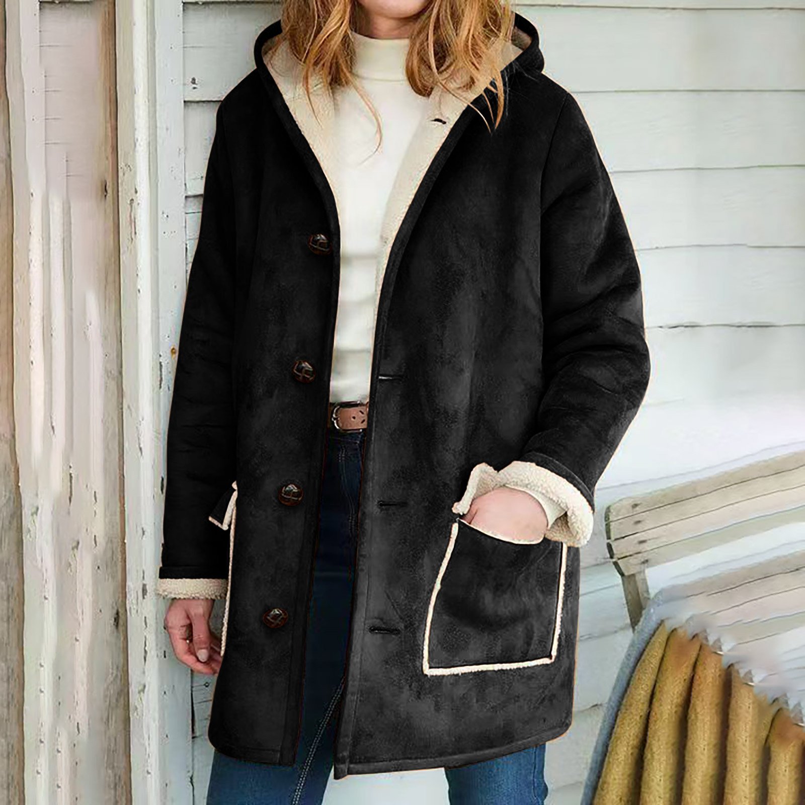 Damen Unifarben Regelmäßig Weit Jacke