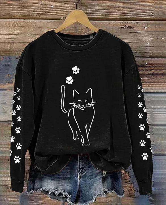 Lässig Rundhals Gestreift Sweatshirt