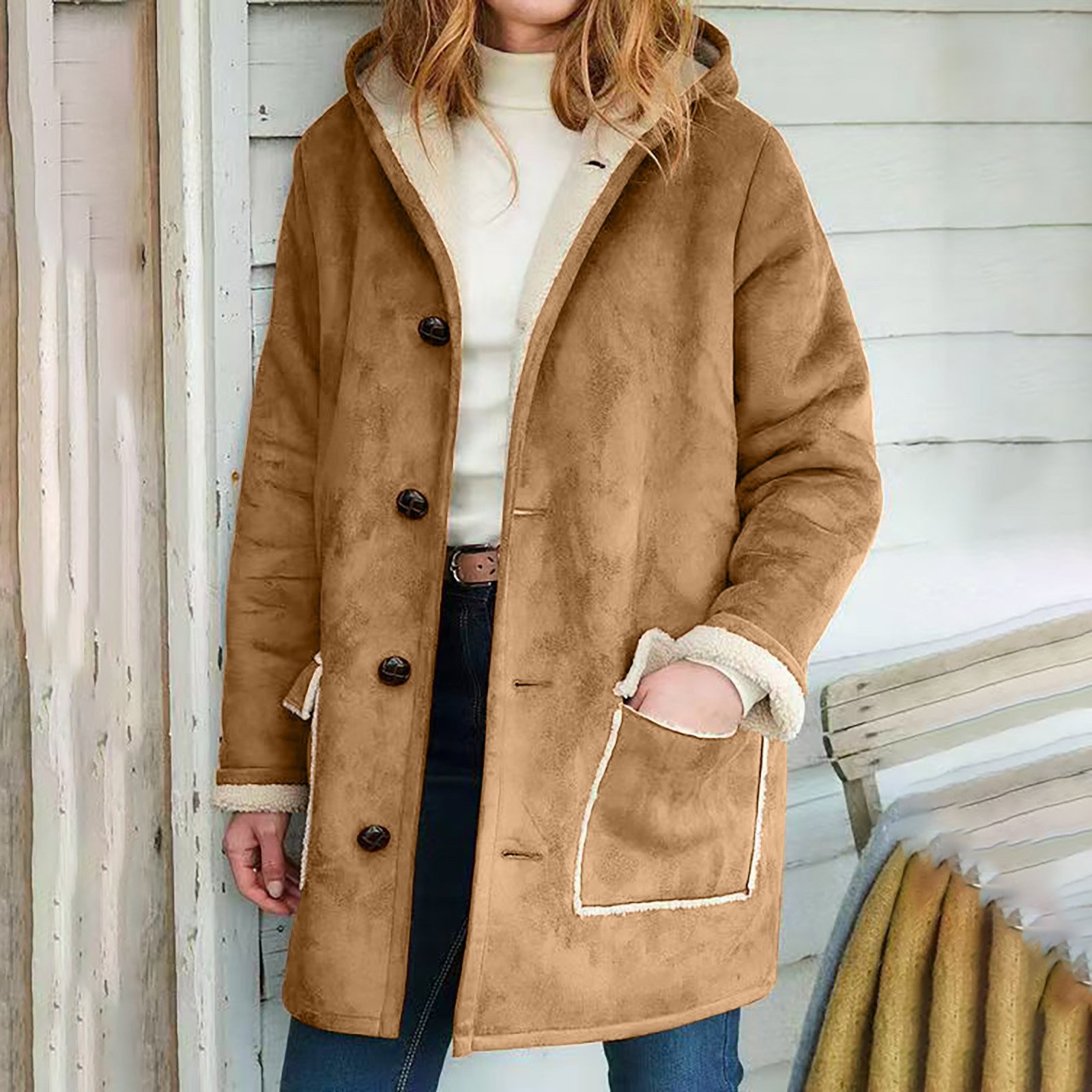 Damen Unifarben Regelmäßig Weit Jacke