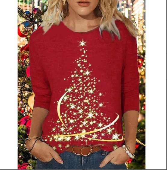 Lässig Weihnachten Rollkragen Langarm T-Shirt