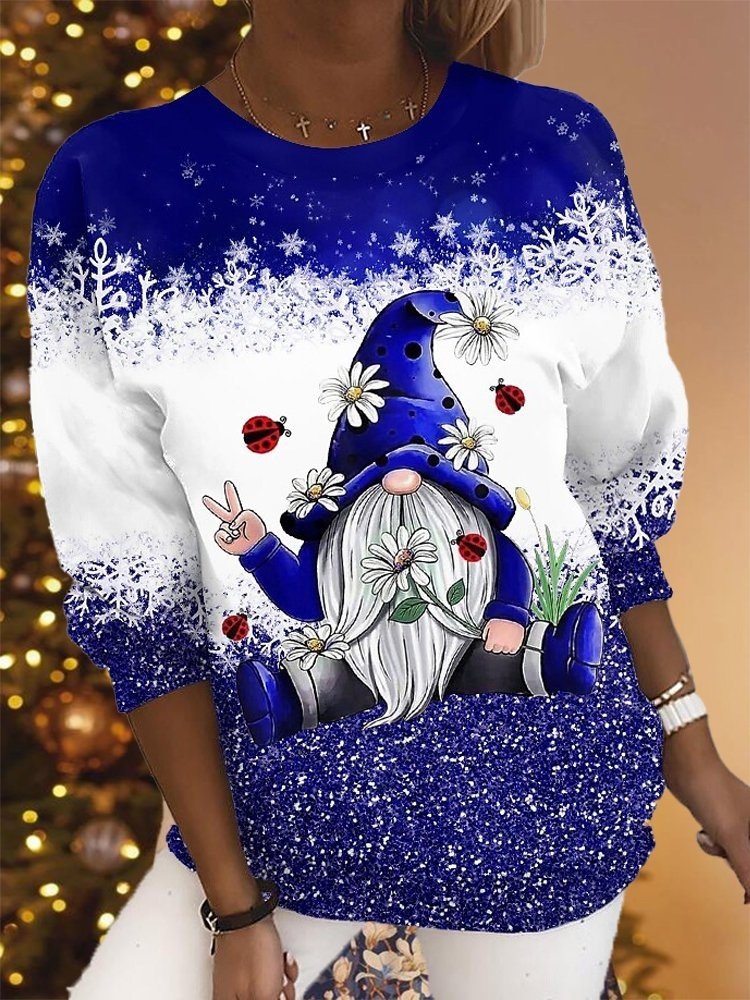 Lässig Rundhals Weihnachten Sweatshirt Reißverschluss