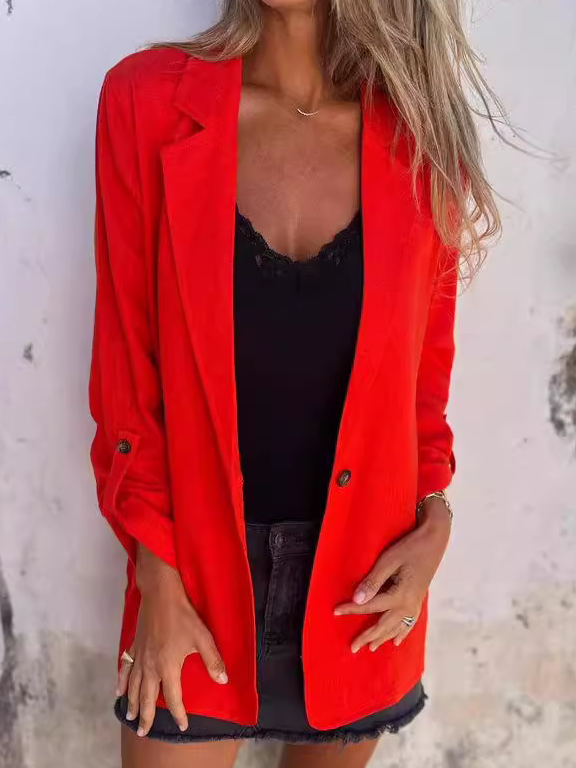 Damen Unifarben Regelmäßig Weit Blazer