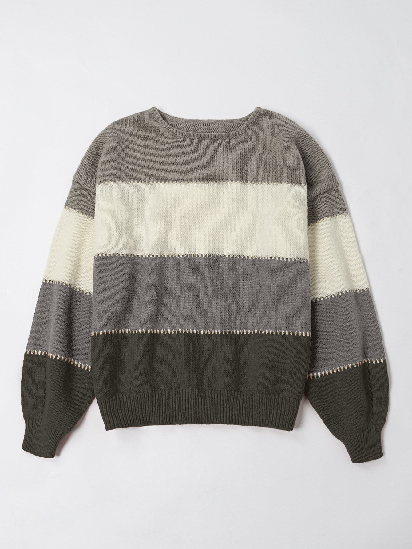 Damen Garn/Wollgarn Farbblock Langarm Bequem Lässig Pullover