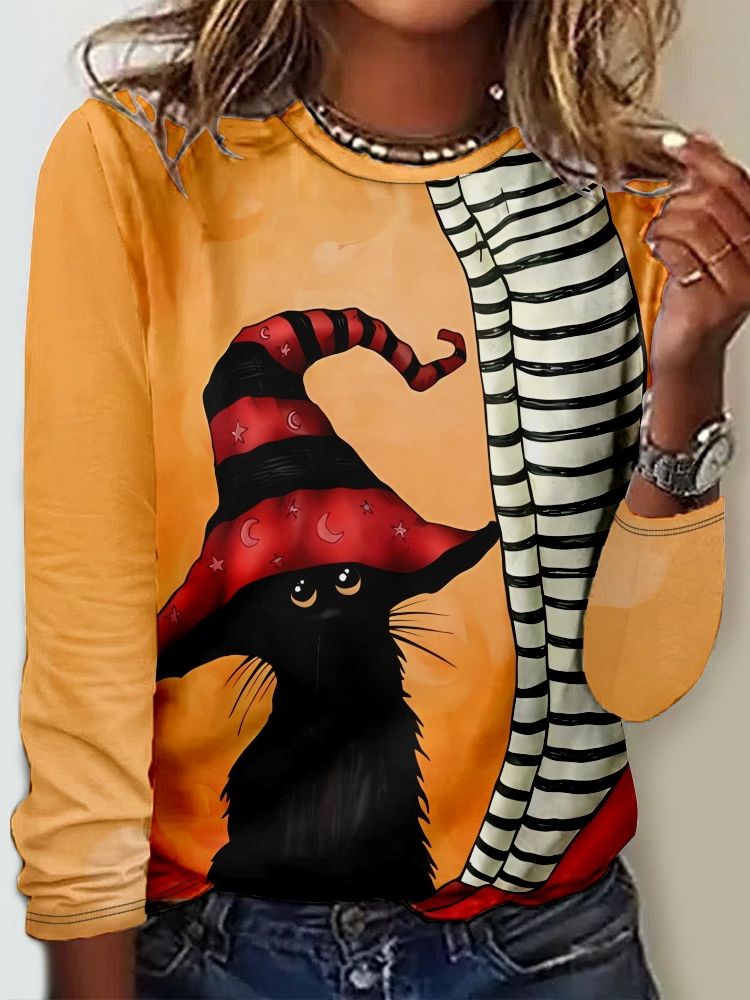Lässig Halloween Rundhals Langarm T-Shirt