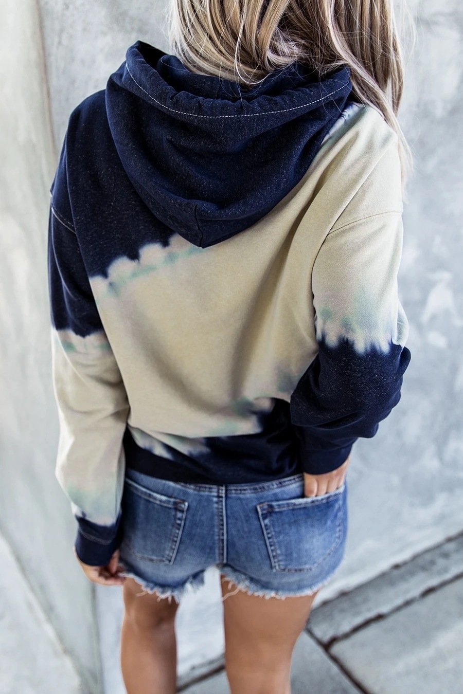 Lässig Kapuze Farbblock Sweatshirt Reißverschluss