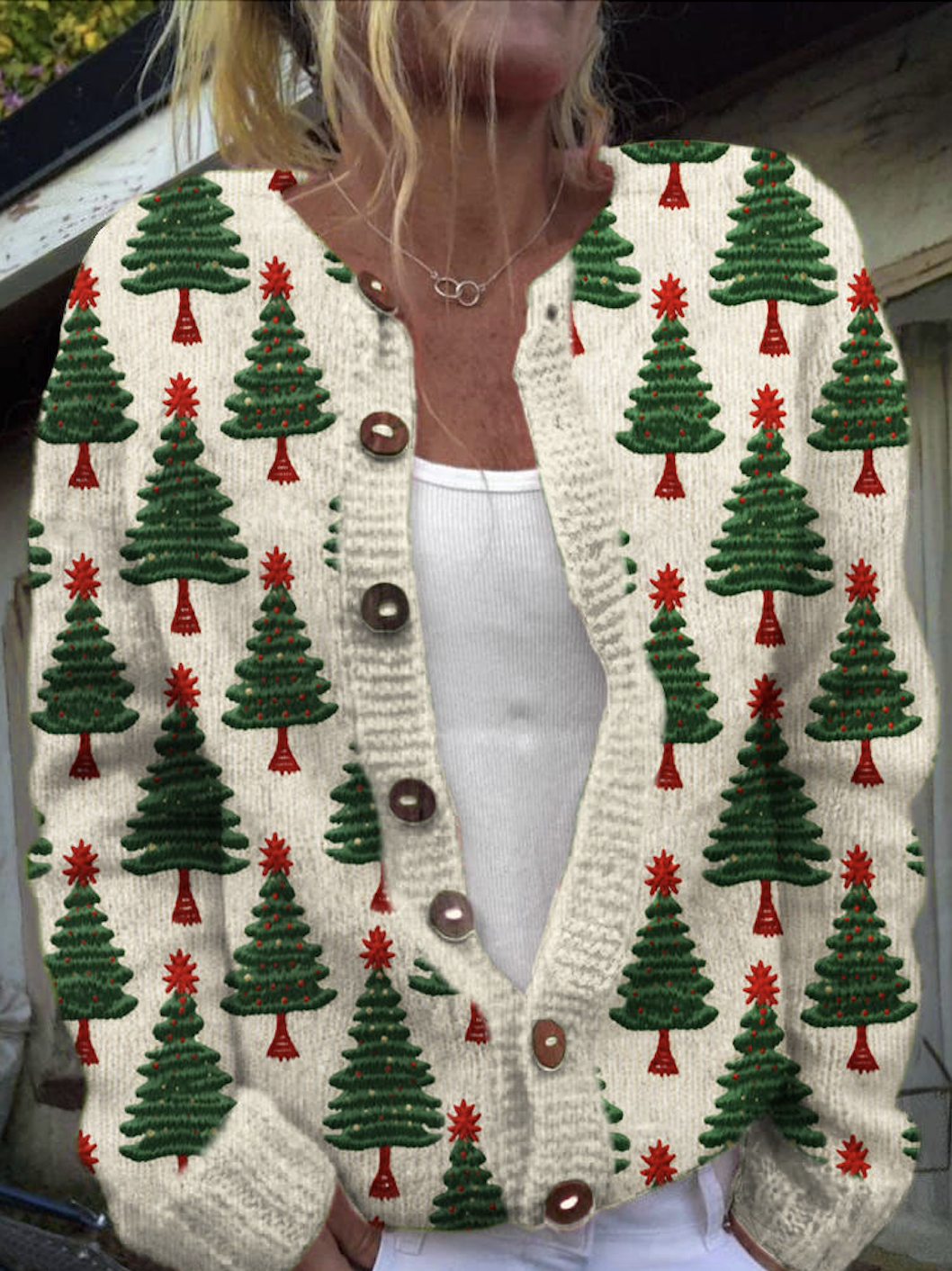 Damen Gestrickt Geblümt Langarm Bequem Lässig Strickjacke