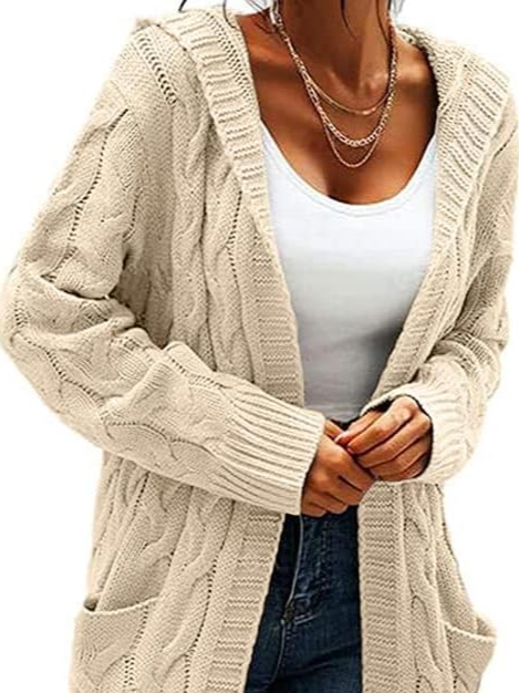 Damen Unifarben Langarm Bequem Lässig Strickjacke