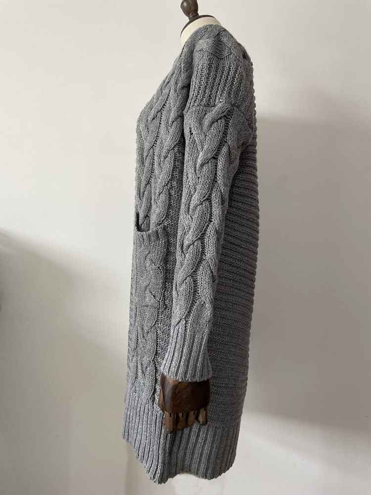 Damen Unifarben Langarm Bequem Lässig Strickjacke