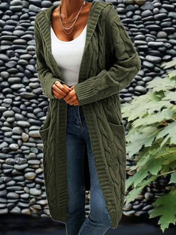 Damen Unifarben Langarm Bequem Lässig Strickjacke