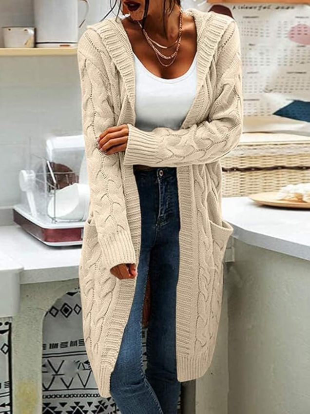 Damen Unifarben Langarm Bequem Lässig Strickjacke