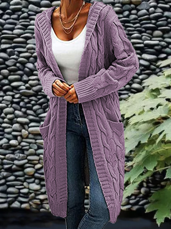 Damen Unifarben Langarm Bequem Lässig Strickjacke