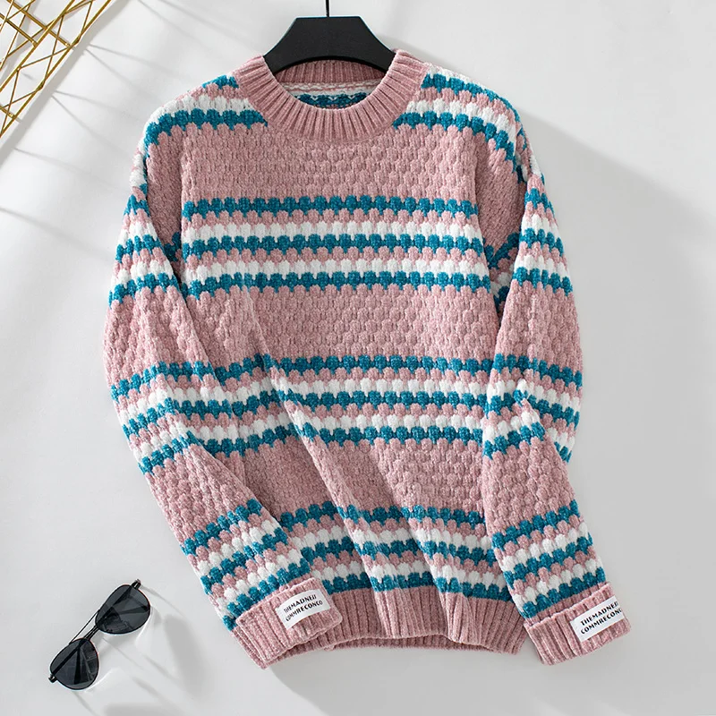 Damen Garn/Wollgarn Gestreift Langarm Bequem Lässig Pullover