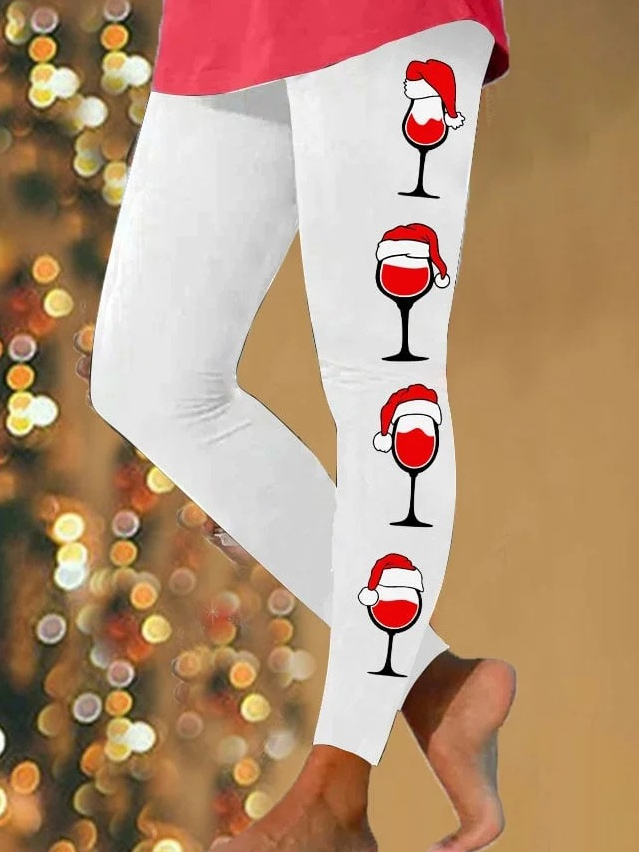 Lässig Weihnachten Wein Glas Lang Leggings