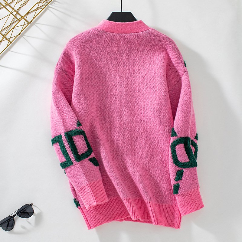 Damen Wolle/Stricken Abstrakt Langarm Bequem Lässig Strickjacke