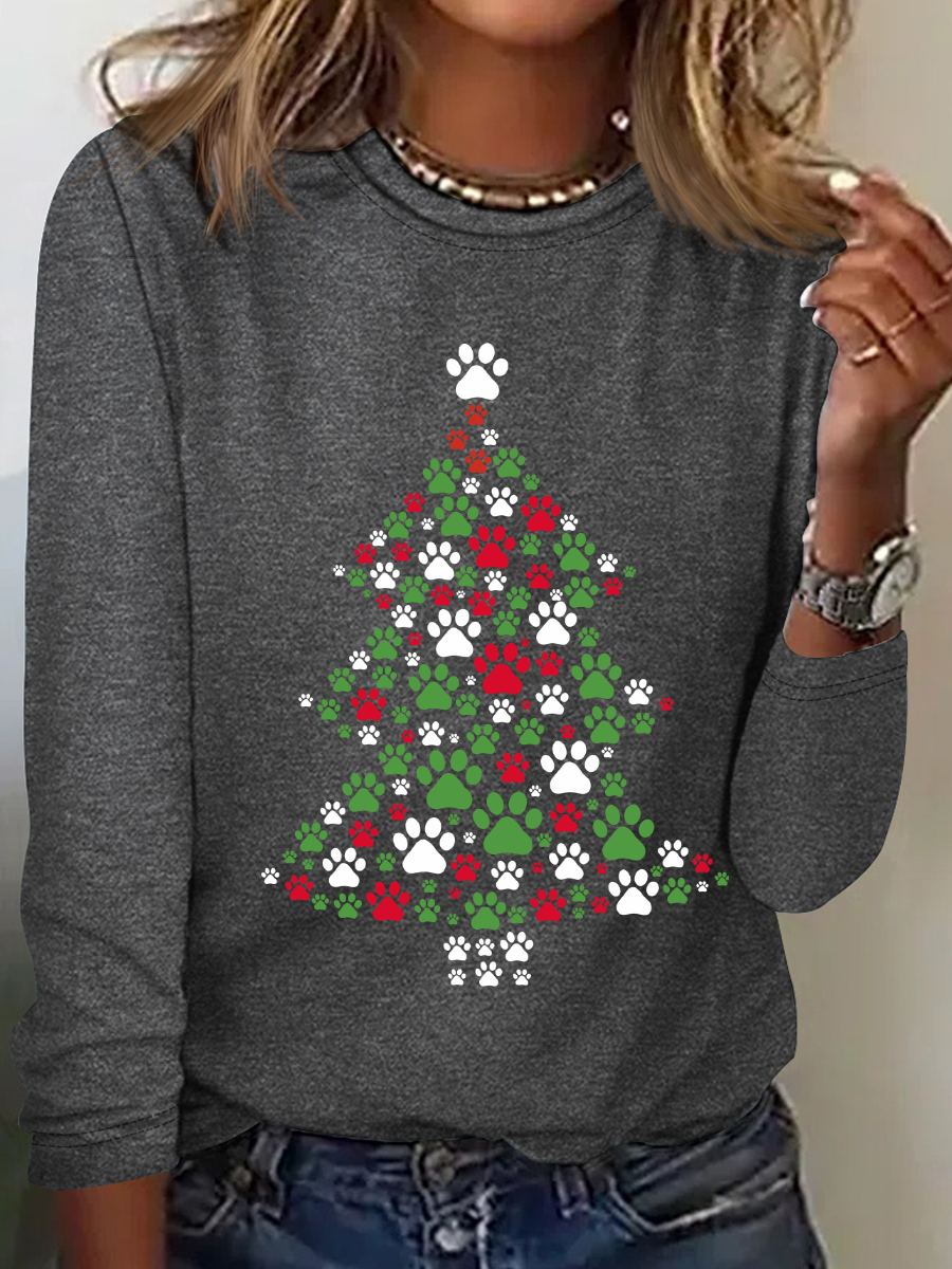 Lässig Weihnachten Rundhals Langarm T-Shirt