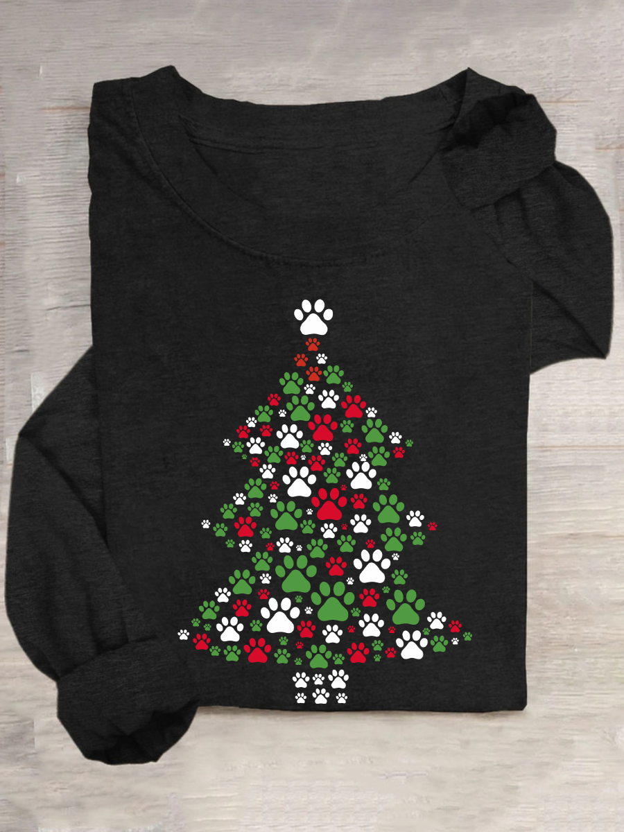 Lässig Weihnachten Rundhals Langarm T-Shirt