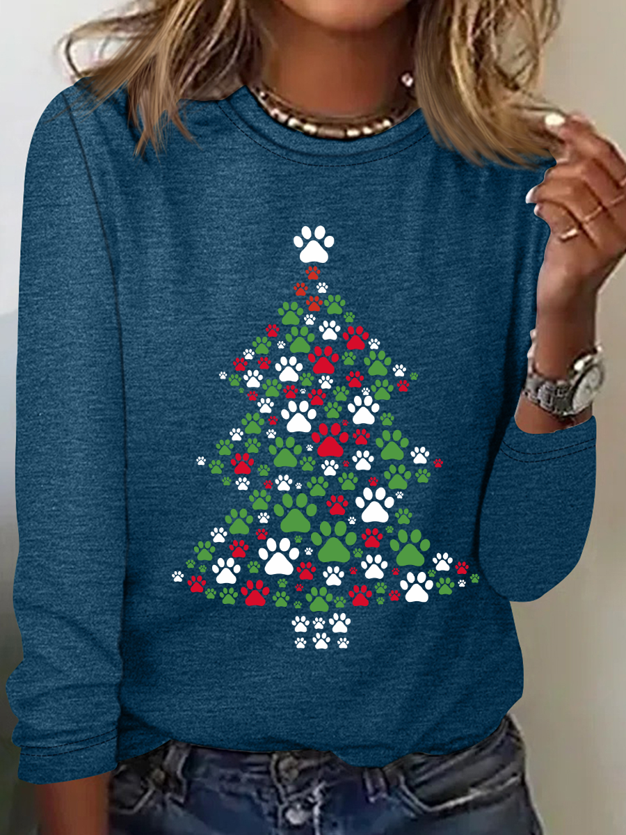 Lässig Weihnachten Rundhals Langarm T-Shirt