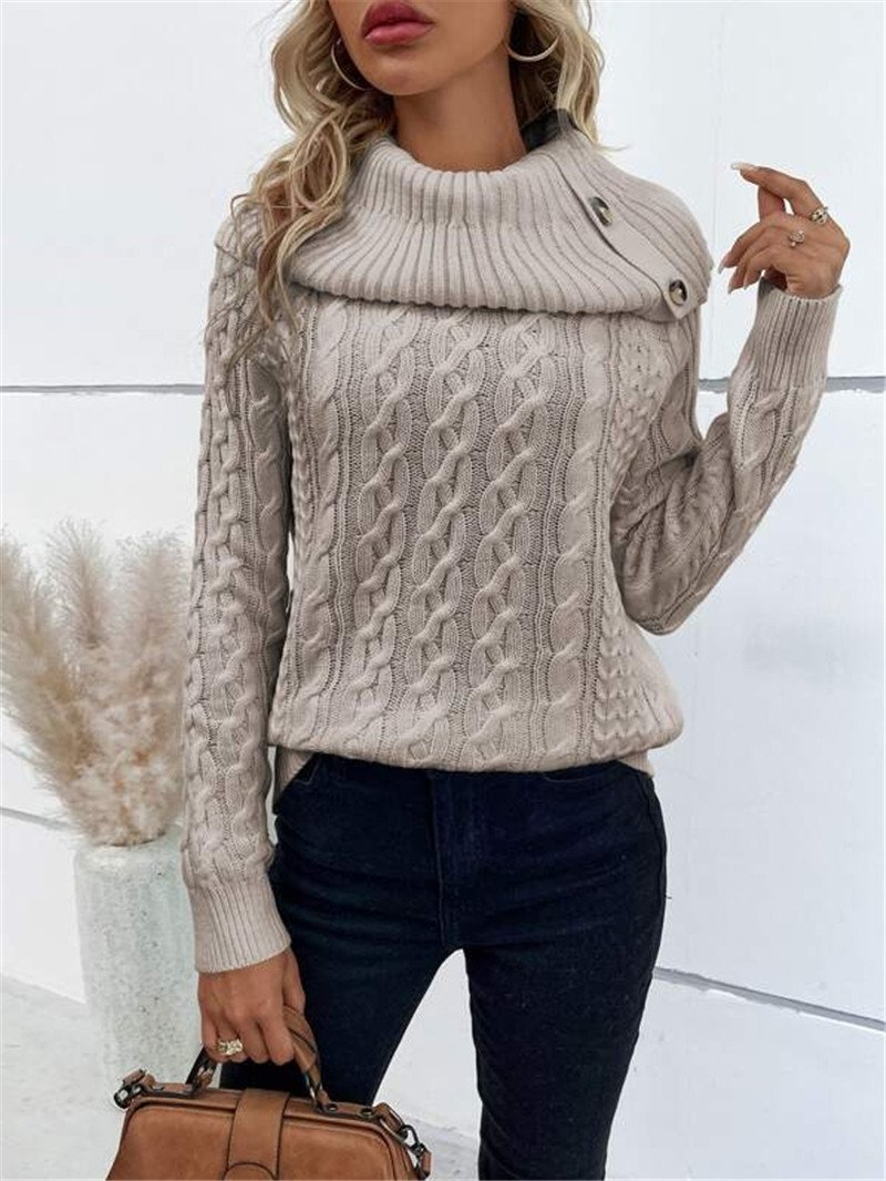 Damen Garn/Wollgarn Unifarben Langarm Bequem Lässig Pullover